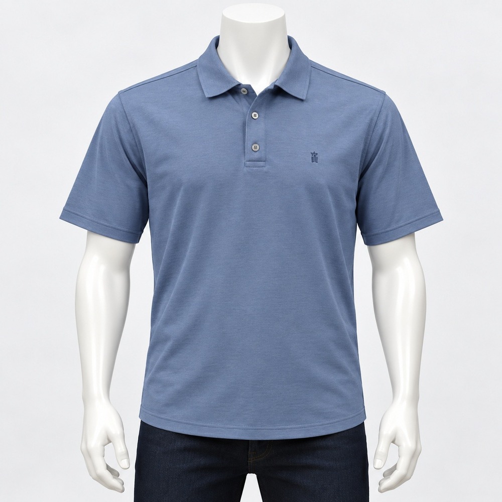 DKNY Short Sleeve Polo Shirt Mens Medium Blue Cotton Knit Casual Classic